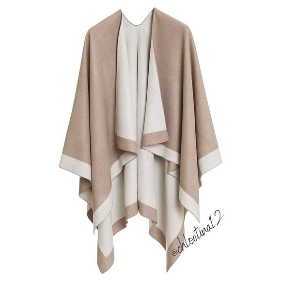 New Luxe Reversible Wrap Shawl Poncho Cardigan - Picture 2 of 16